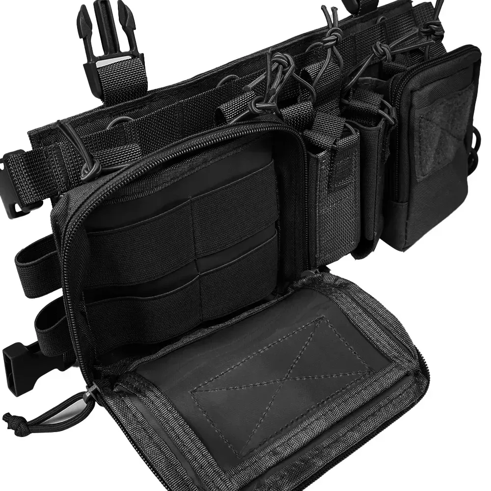 Tactical Chest Vest Rig Bag Field Training Vest Multifunctional Camouflage Strap with Multi-Pocket Outdoor Camping CS Match Pack - Khaki — image 6