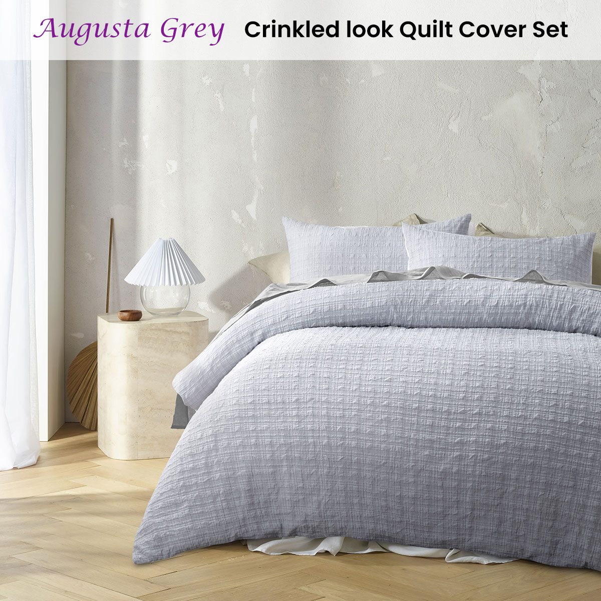 Accessorize Augusta Grey Ruched Quilt Cover Set King — image 2