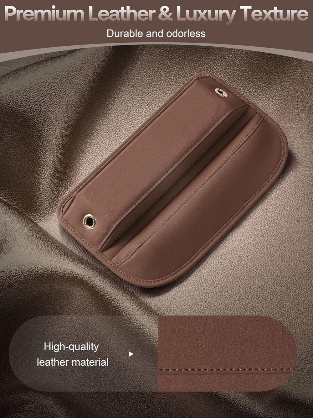 2-Pack Universal Car Storage Leather Bags, Brown/Black, Compatible with All Car Models — image 4