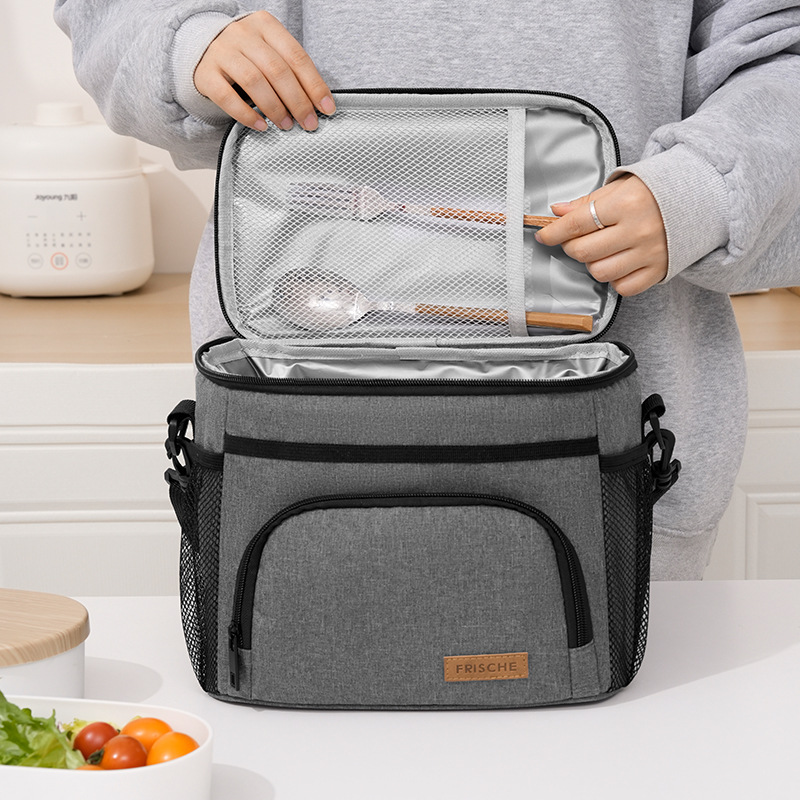 Black Insulated Lunch Bag Cooler Tote - 9L Leakproof Thermal Lunch Box with Shoulder Strap & Pockets for Work, Picnic, Travel — image 3