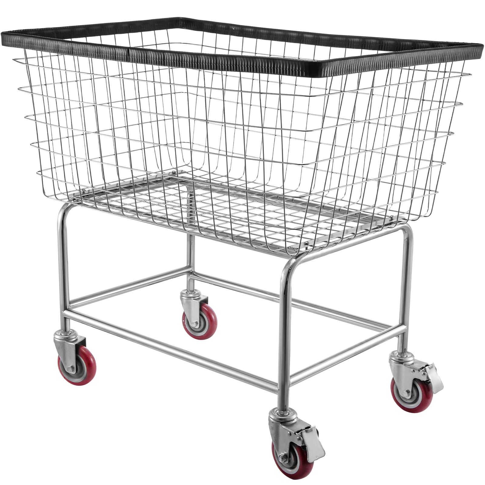 Wire Laundry Cart Wire Laundry Basket 4.5 Bushel Heavy Duty w/ 5'' Wheels