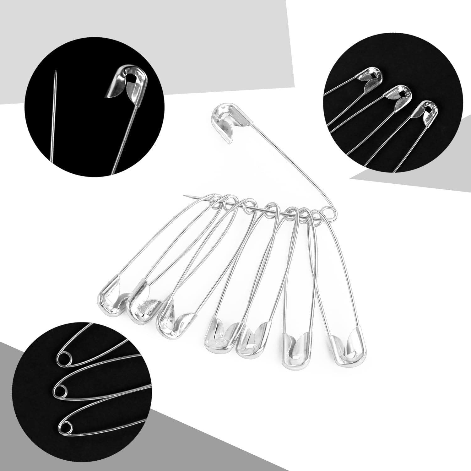 100 Pack Assorted Galvanised Steel Safety Pins, Bulk Sewing Pins for Clothes Repairs, Quilting, Crafts and Everyday Fastening, Silver, 38 mm โ image 4