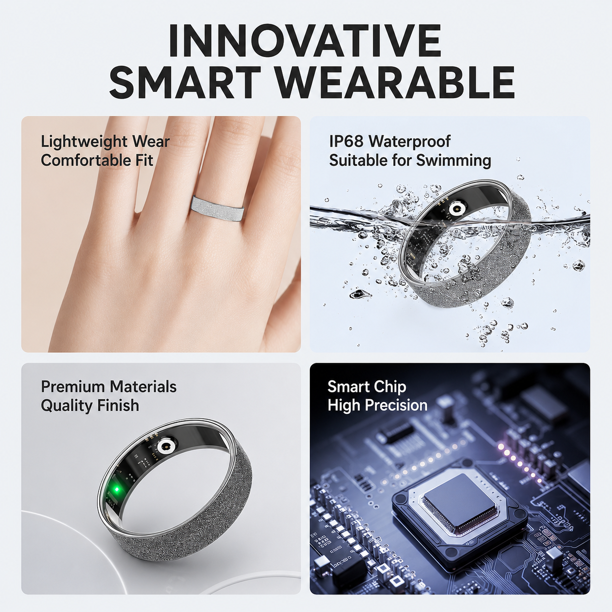 Smart Ring Size 11 (Rose Gold) – Frosted Rose Gold Wellness Tracker with Heart Rate, Blood Oxygen, Sleep, Steps and Mood Monitoring, IP68 Waterproof USB — image 3