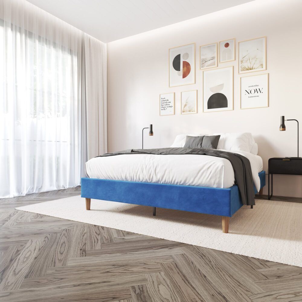 Velvet Blue Bed Frame – Double — image 2
