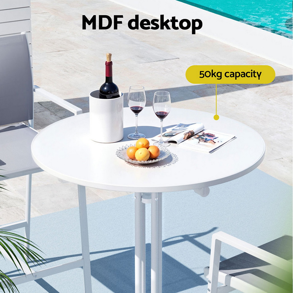Gardeon Outdoor Bar Table Round Folding Desk Top 109cm Patio Furniture White โ image 4