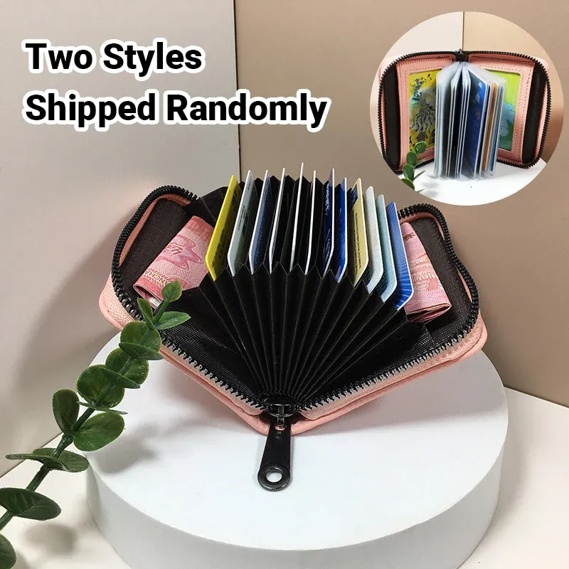 Compact Zipper Organ Card Cover Holder Wallet ID Bag Short Coin Purse Pockets - Pink โ image 6