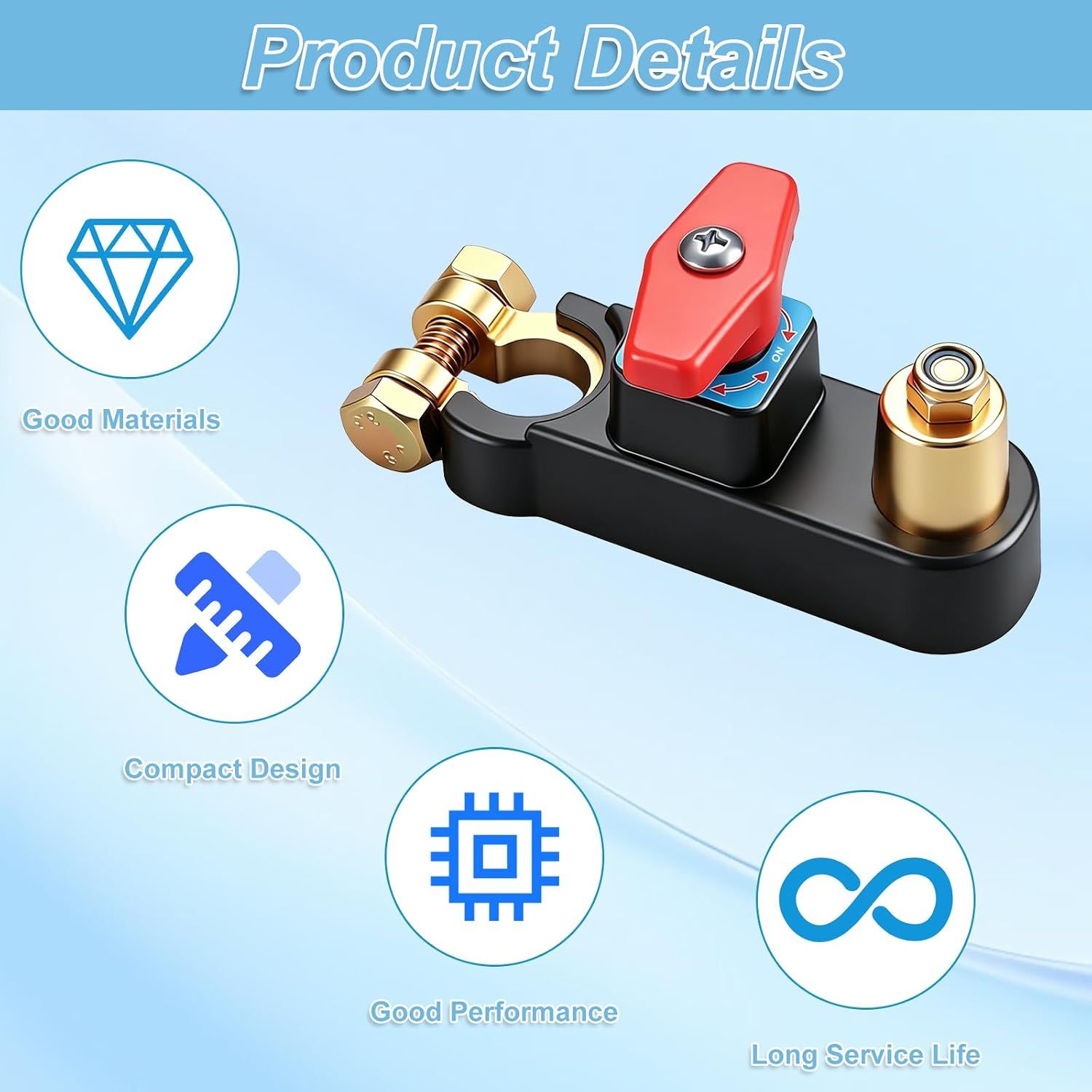 12V-24V Car Battery Cut-Off Switch, Adjustable Pure Copper Power Disconnect Breaker for Cars, Trucks, Boats and RVs — image 3