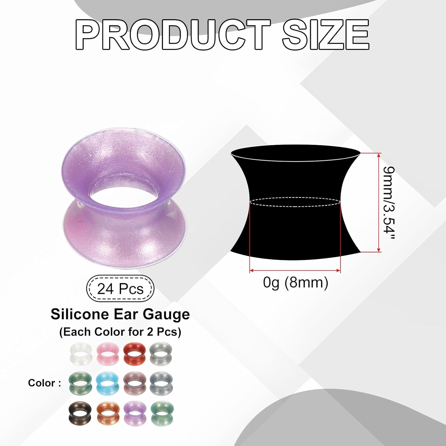 Silicone Ear Gauge, Flexible Ear Tunnels Plugs Double Flared Earring Stretchers Expander for Women Men — image 2