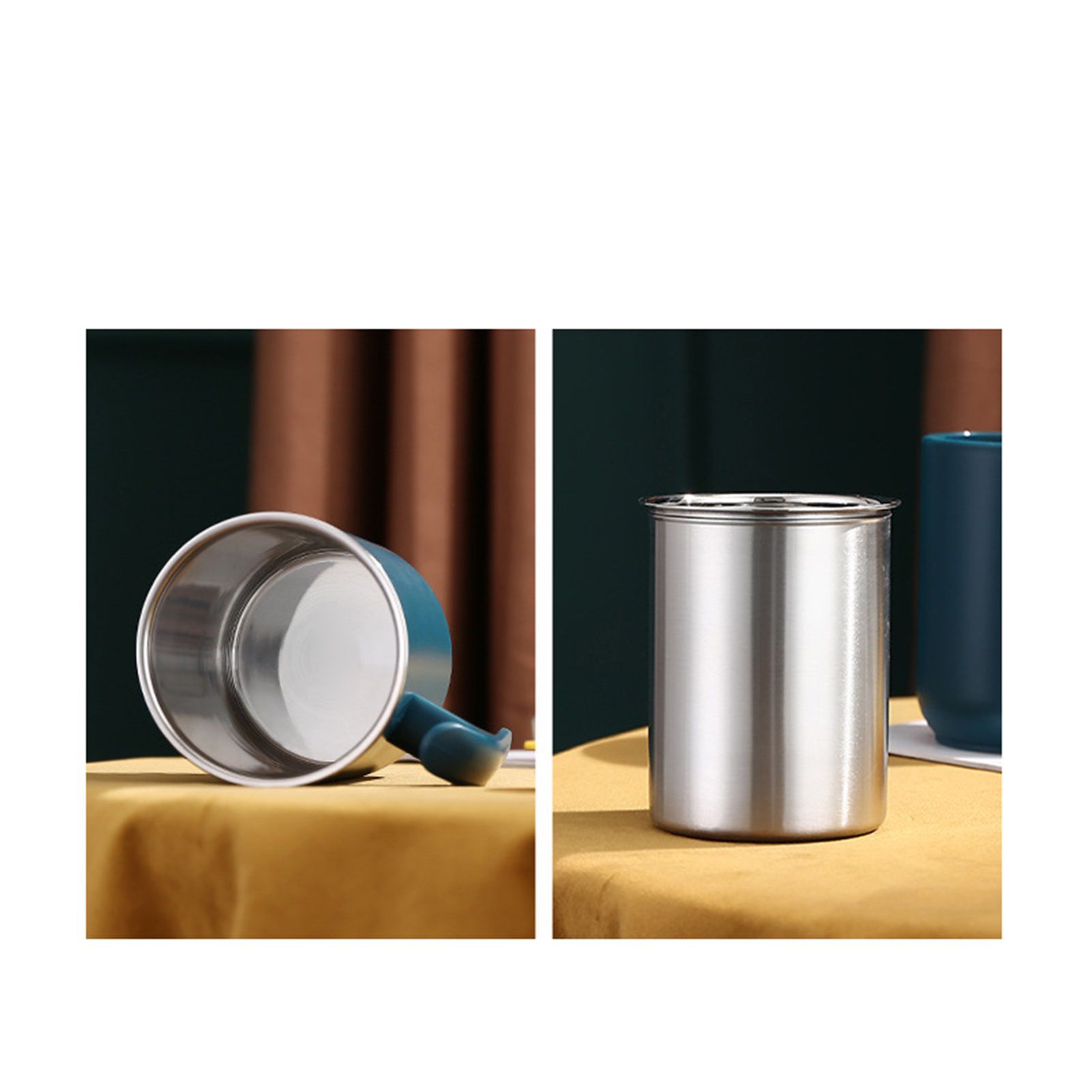 550ml Stainless Steel Double Walled Mugs Leakproof Prevent Scalding Frosted Insulated Coffee Mugs for Home Cafe Office Dark Green 550ml — image 5