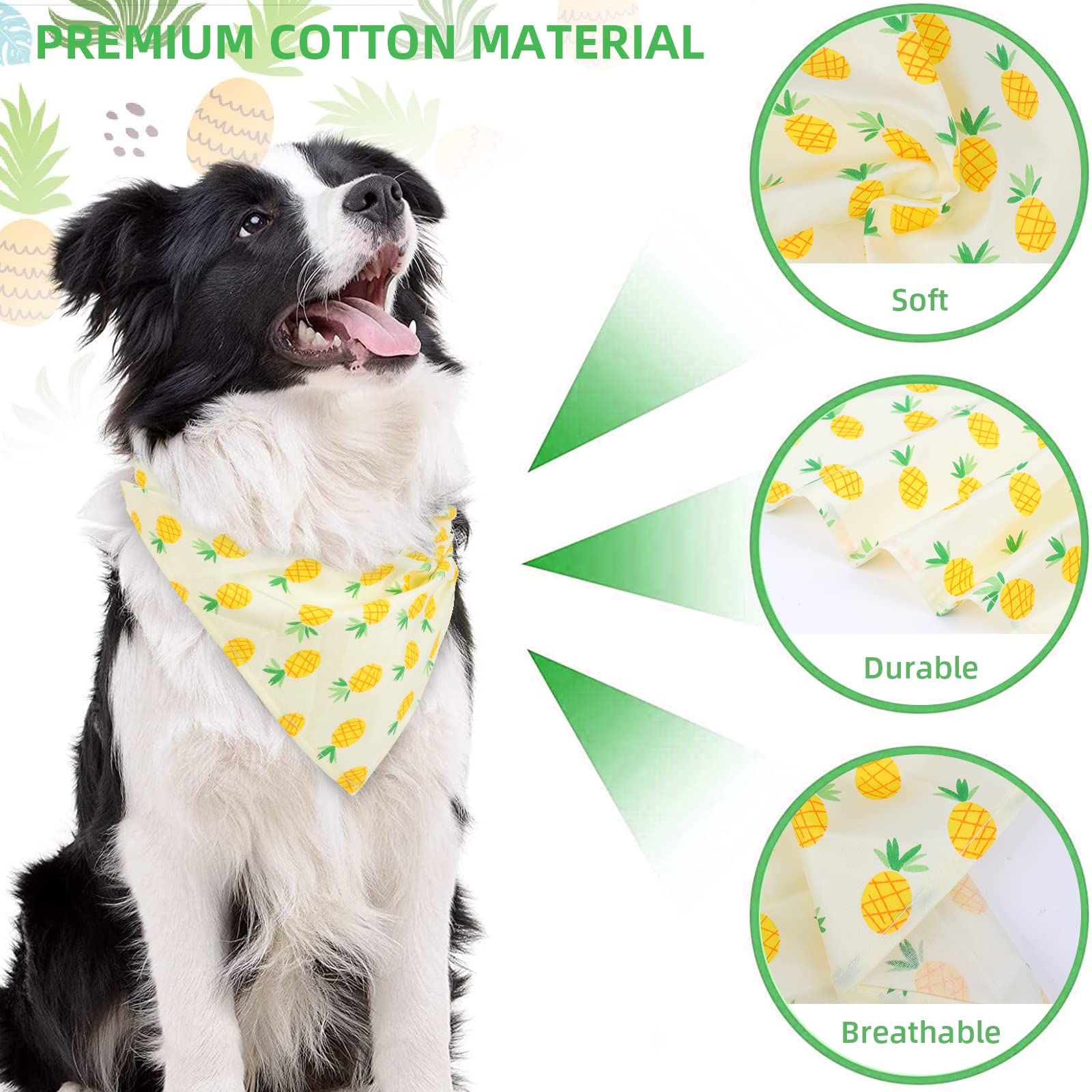 Dog Bandanas, 6 Pack Spring Summer Hawaii Fruit Pattern Dog Bandana Dog Scarf Bibs Kerchief, Dog Bandanas Boy Girl Dog Gifts Cat โ image 3