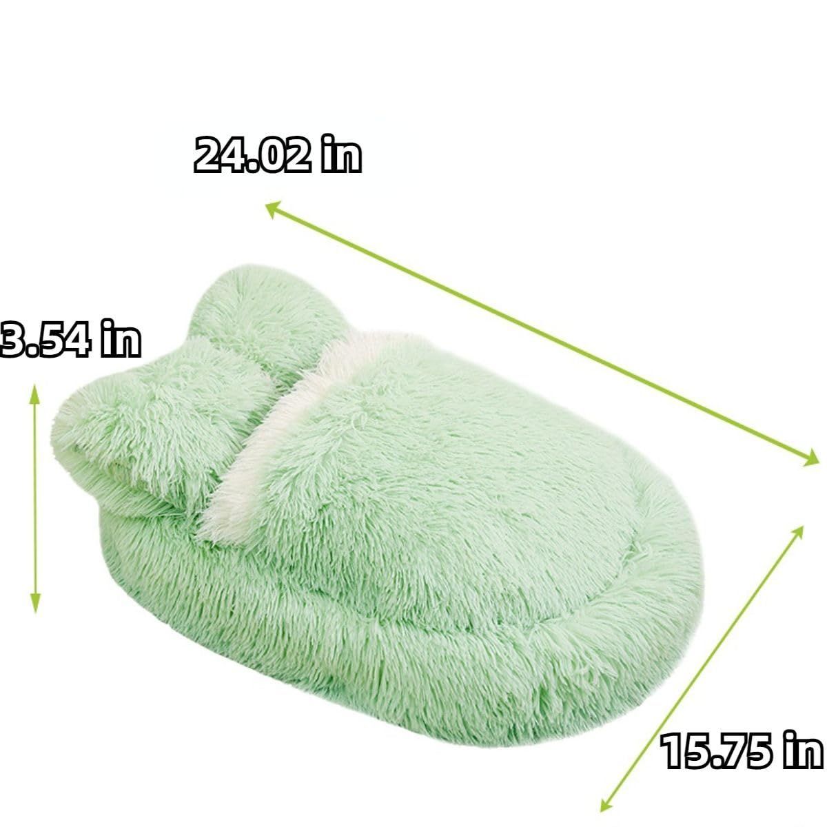 Dog Bed with Cover Cave, Orthopedic Dog Bed with Blanket, Pet Bed Cozy Cuddler Mat, Anti-Anxiety Calming Pad for Puppy Cat - Green - Size 24.07"L x 15.75"W x โ image 2