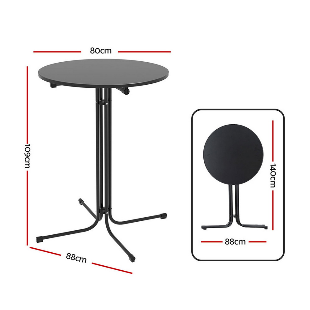 Gardeon Outdoor Bar Table Round Folding Desk Top 109cm Patio Furniture Black โ image 2