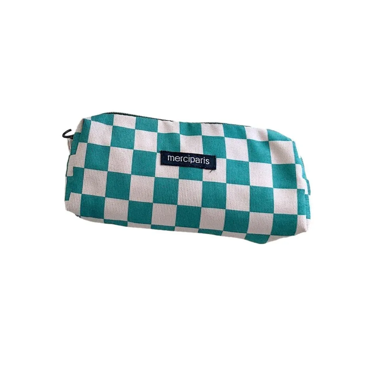 Large Capacity Pencil Case Organiser Bag Stationery Holder School Travel Pouch - Green Beige Plaid
