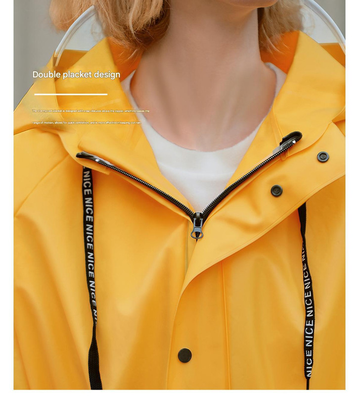 Yellow Women's Long Waterproof Raincoat with Hood and Visor - Stylish Rain Jacket (Size - L) โ image 5