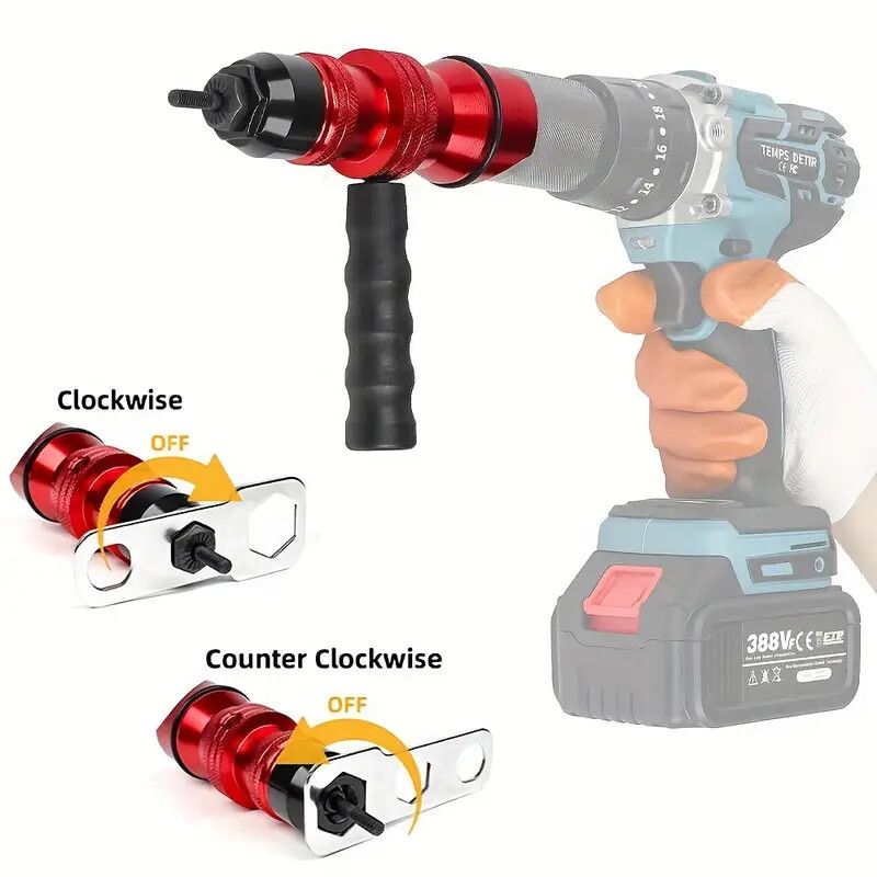 Professional Electric Drill Tool Rivet Rivnut Nut Gun Adapter Insert Tool M3-M10 โ image 6
