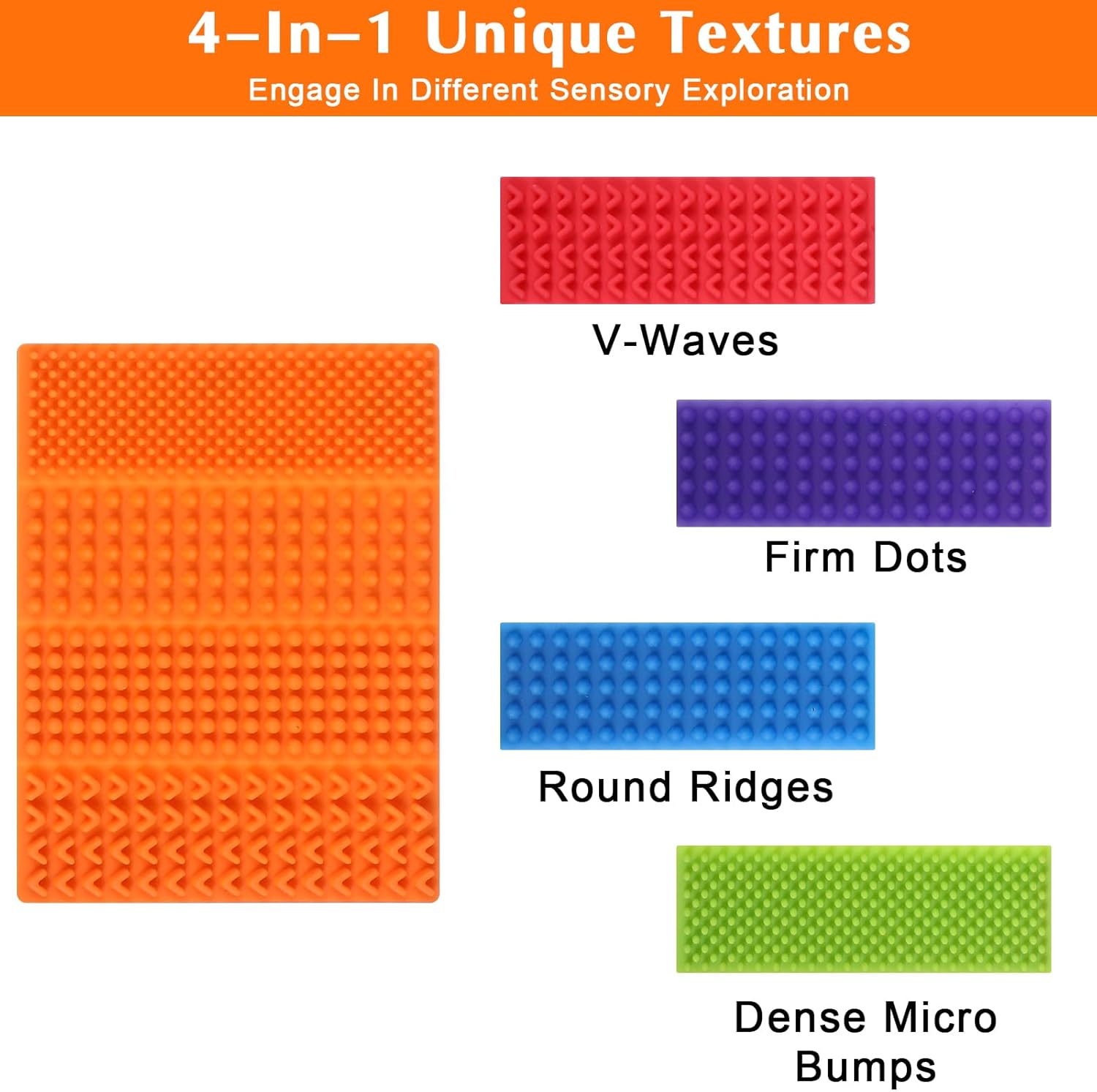 6 Pack Textured Sensory Stickers - Shimmeroo Silicone Fidget Strips for Relieve Anxiety Adults with ADHD Autism & Anxiety, Quiet Toys for Desk Travel Office â image 2