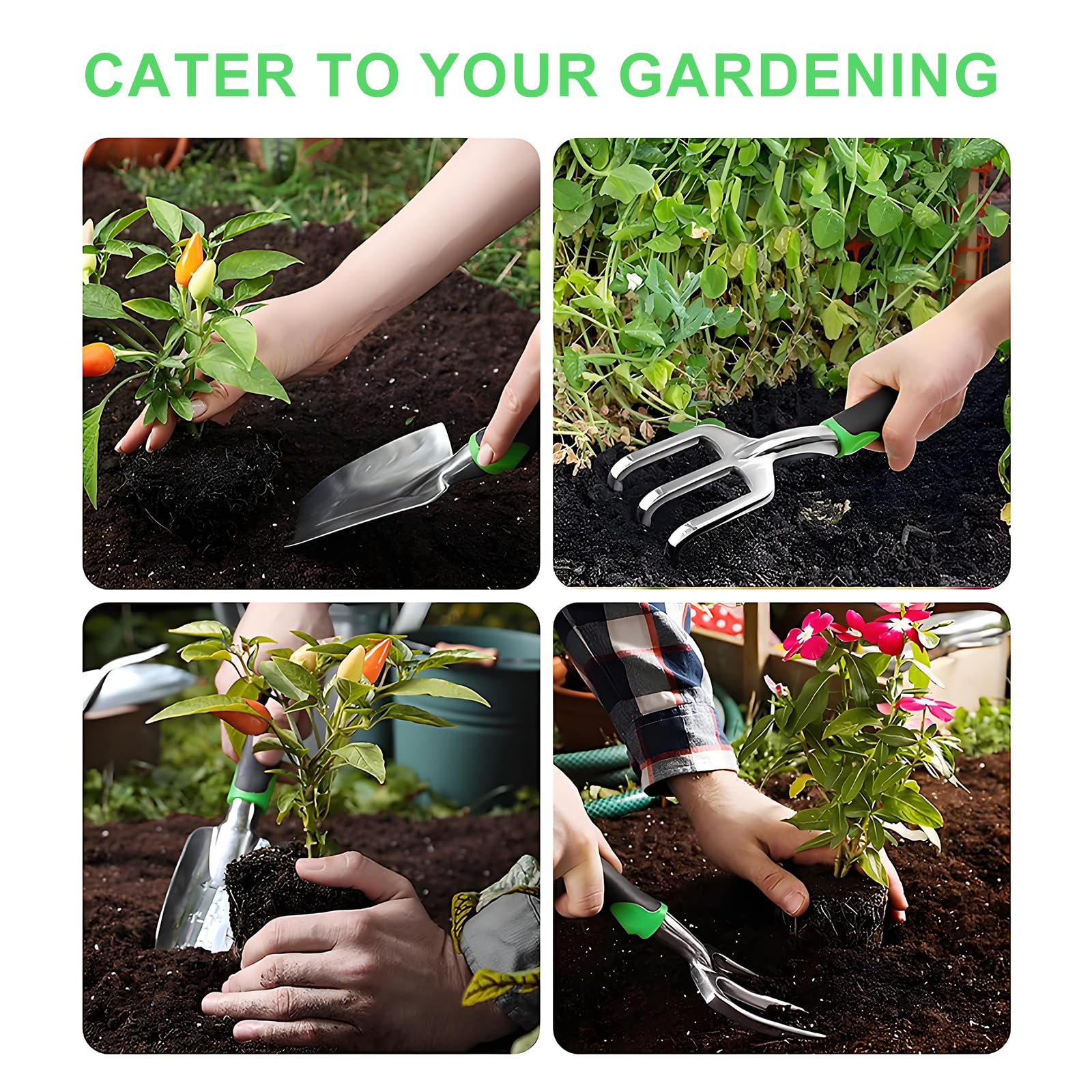 Complete 8-Piece Garden Tool Set with Carry Bag – Stainless Steel & Aluminum Tools for Digging, Pruning, Planting, and Weeding — image 2