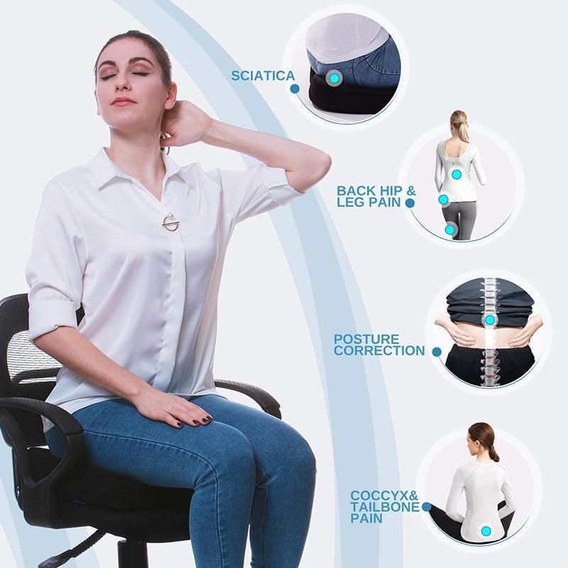 Orthopaedic Memory Foam Seat Cushion Support Back Pain Chair Pillow Car - Navy — image 6