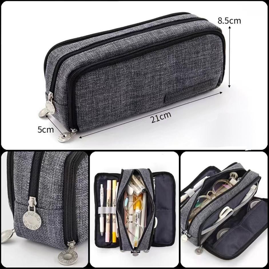 Zipper Pencil Case Large Capacity Storage Bag School Stationery Makeup Organizer - Dot — image 6