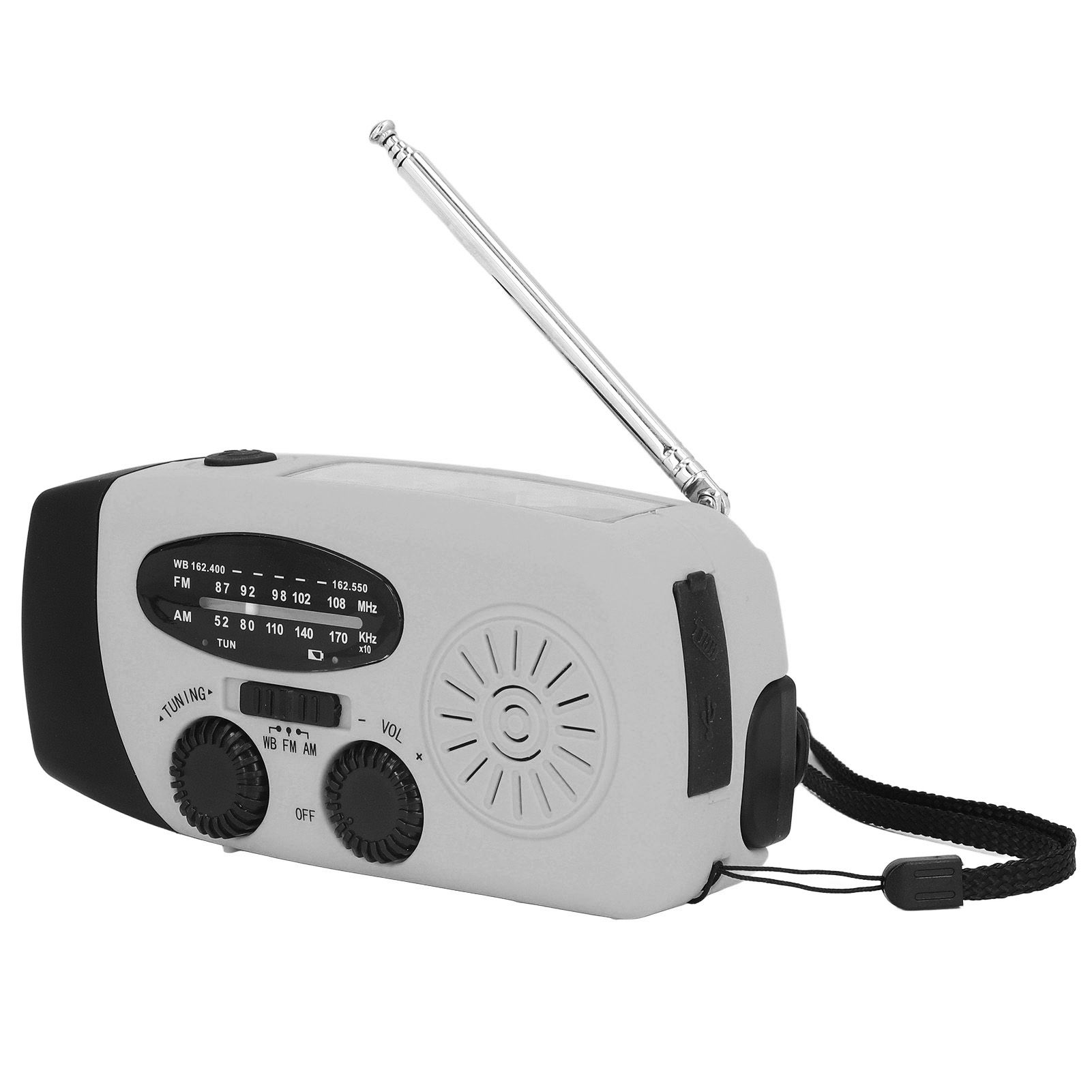 Hand Crank Solar Radio Multifunctional Emergency Radio LED Radio with Flashlight for Outdoor CampingSilver Gray America — image 2