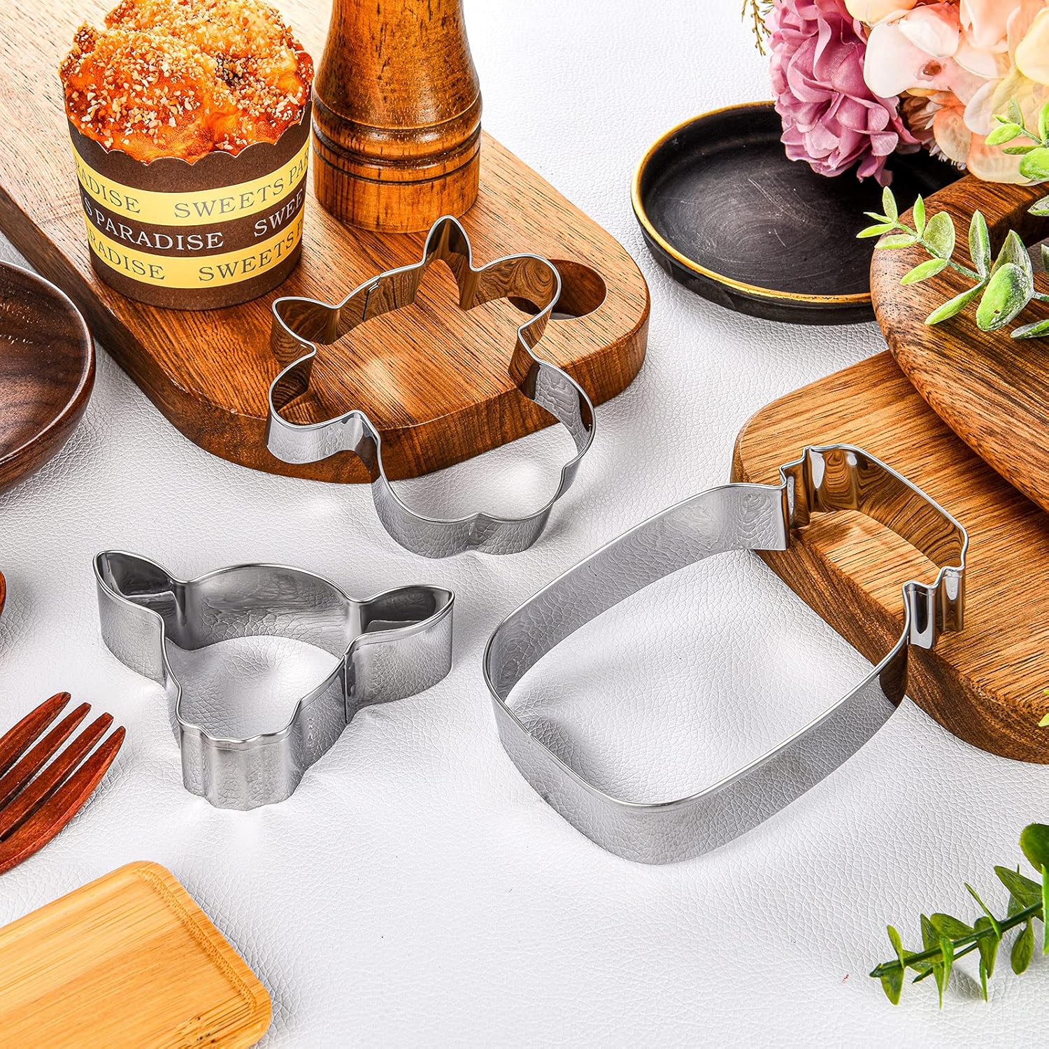 5 Pieces Cow Cookie Cutter Set, Farmhouse Theme, 5 Different Farm Animals Theme Cutters, Steel Cow Head, Milk Bottle, Crossed Cookie Molds for โ image 6