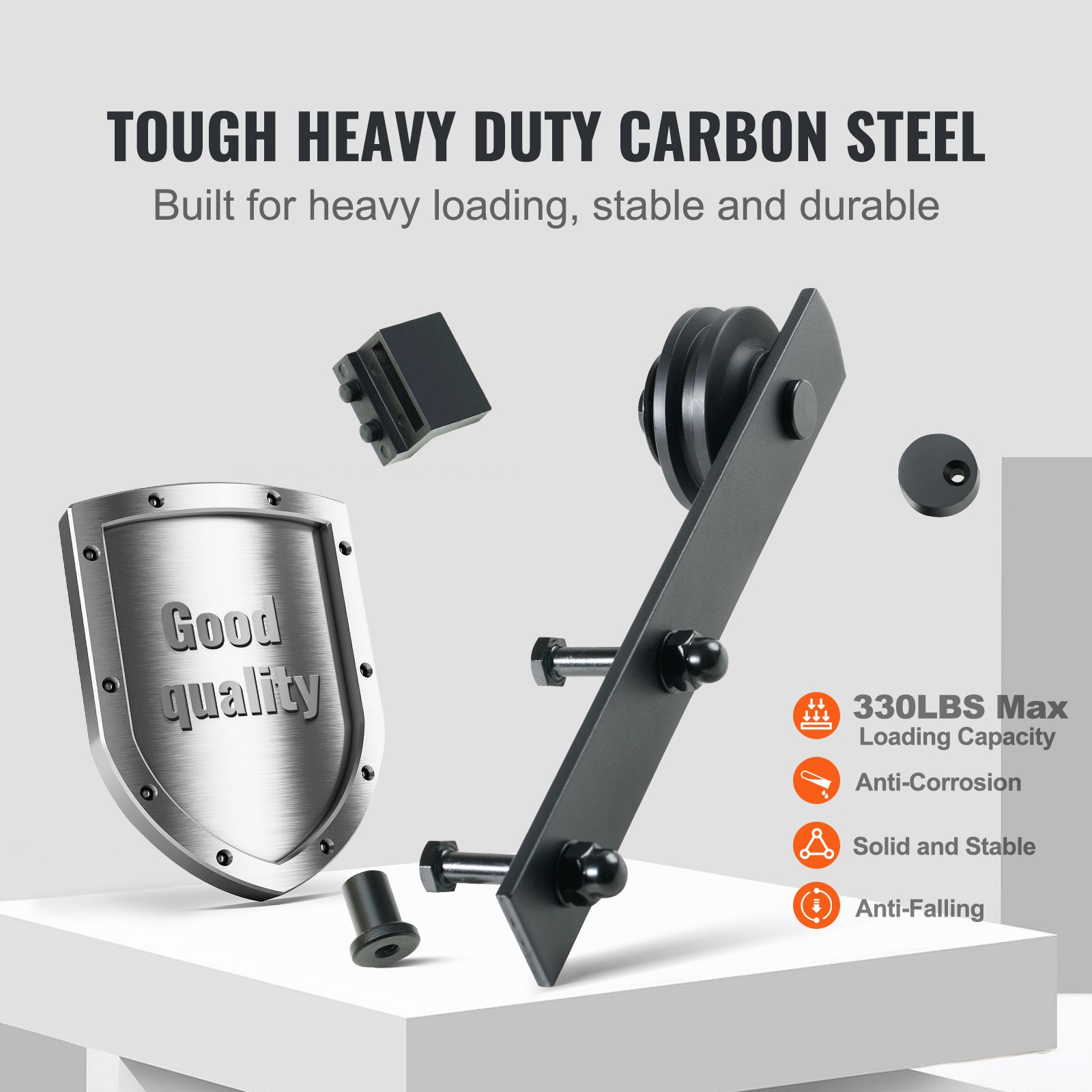 8FT Sliding Barn Door Hardware Closet Track Kit for Double Doors I Hanger — image 3