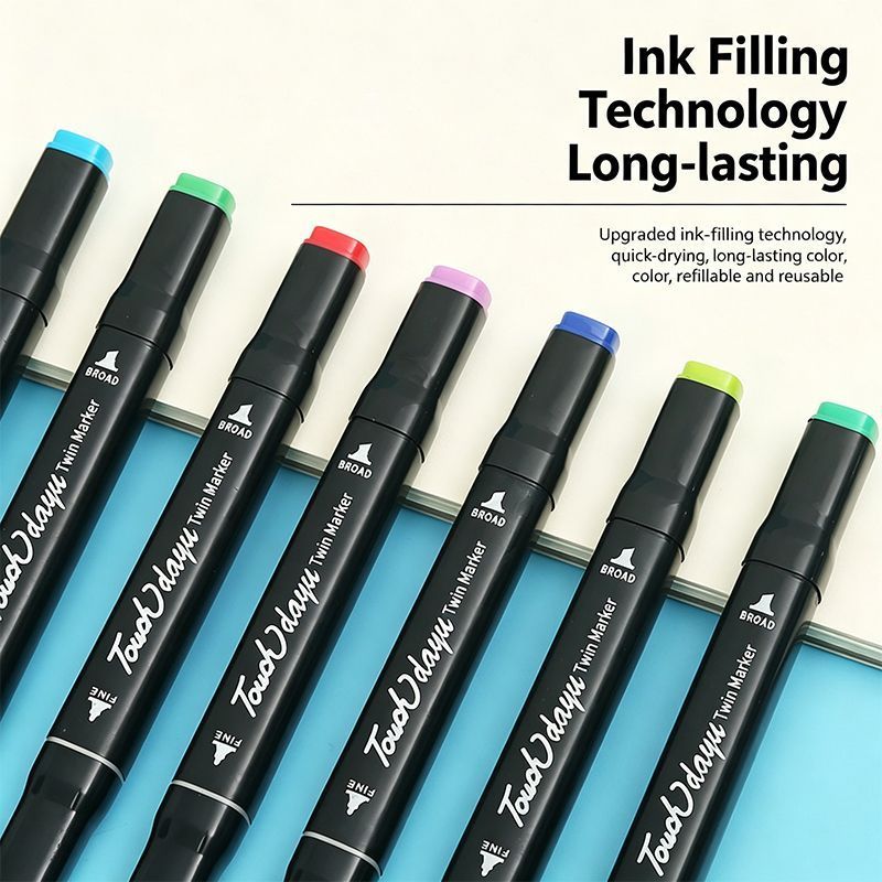Dual Tip Quick Dry Marker Pens, Watercolor Coloring Drawing Marker Set โ image 3