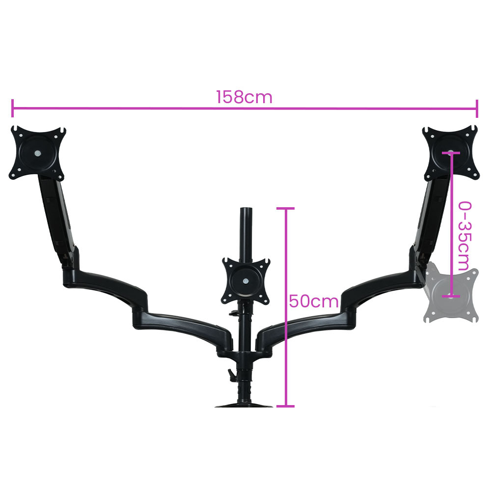 FORTIA Triple Computer Monitor Mount Stand for Desk with 3 Adjustable Arm Holder for 15 to 32 inch Displays โ image 2