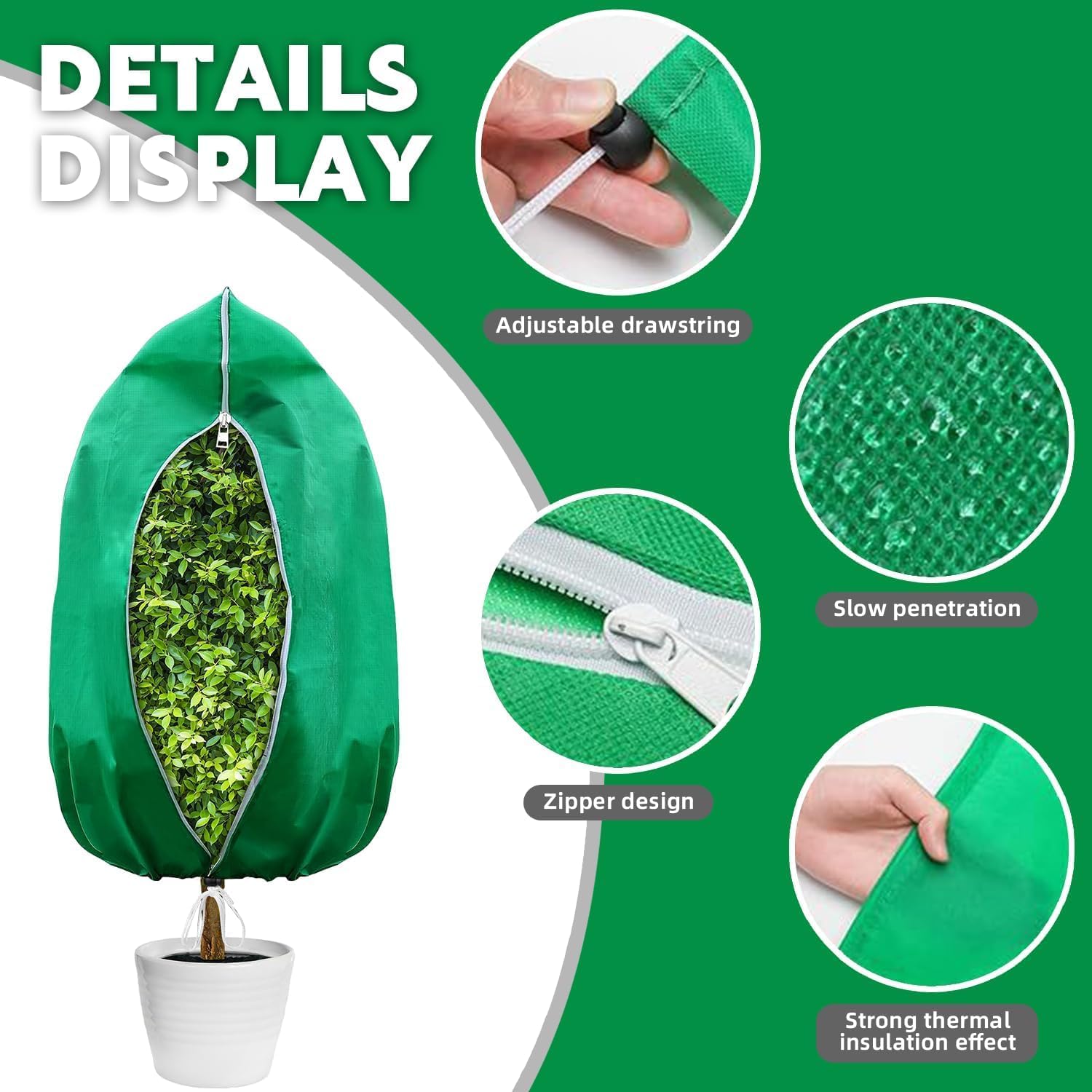 Winter Plant Frost Protection Covers 120x180cm Green 2 Pack Durable Garden Tree Shrub Cold Weather Shield — image 3