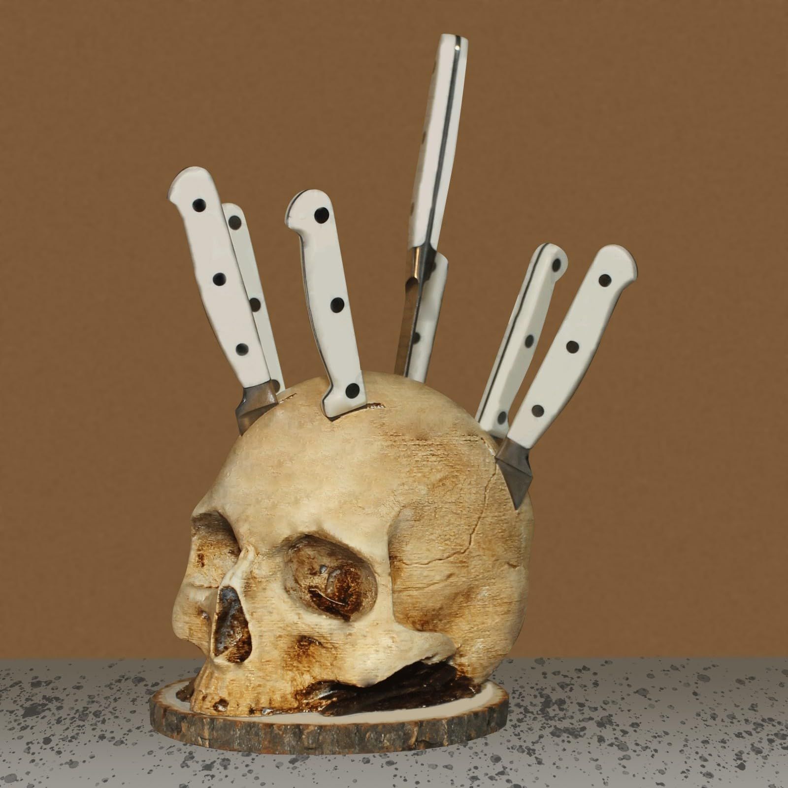 Skull Knife Holder For Kitchen Storage, Skull Decor Horror Kitchen Storage Knife Rack Kitchen Fruit Storage Rack, (Resin) — image 4