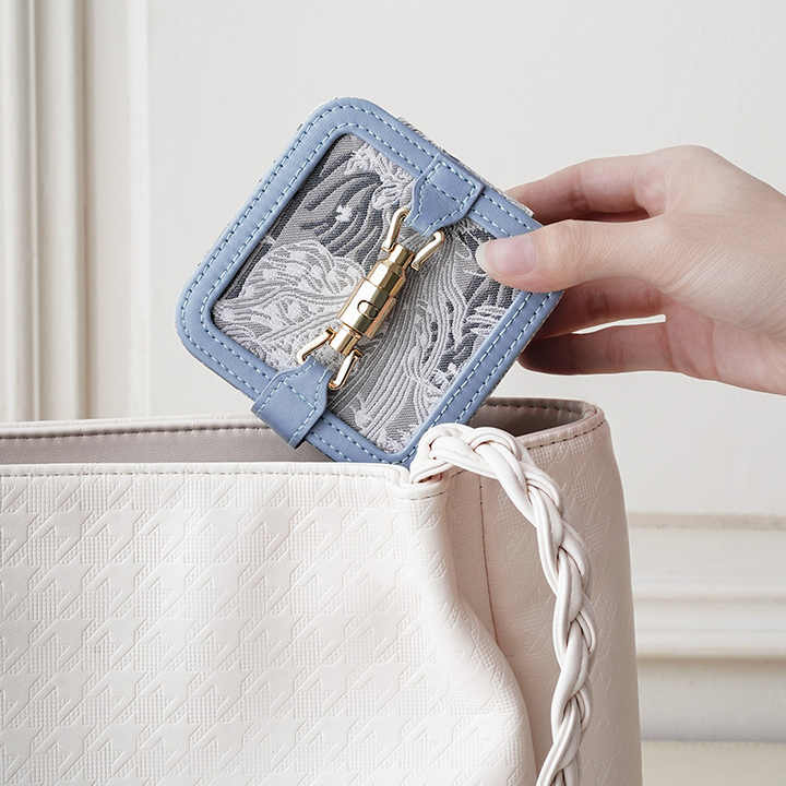 Blue Portable Vintage Embossed Jewelry Box - Flip-Top Necklace, Ring, and Earring Organizer with Elegant Design(The Jewelry is a prop for the photo shoot and — image 5