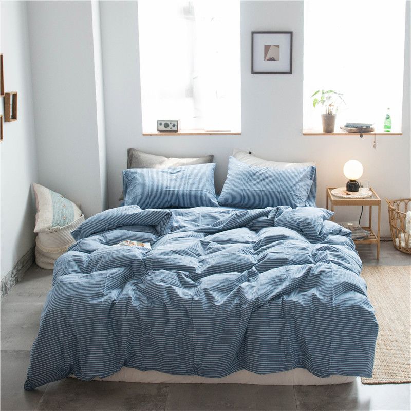 Cotton 4 Piece Set Modern Minimalist White 1.8m bed-quilt cover 200 × 230cm (four-piece set)