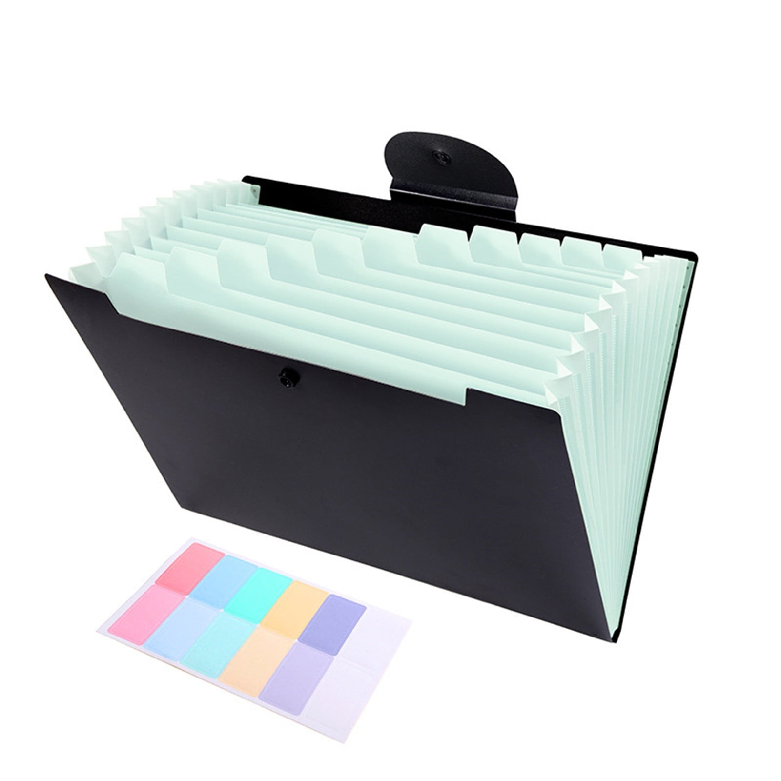 Accordion File Organizer Expanding File Folder with 12 Pockets Portable Receipt Paper Bill Document Organizer Letter/ Size Filing Folder Schǒ-ǒl Black G — image 2