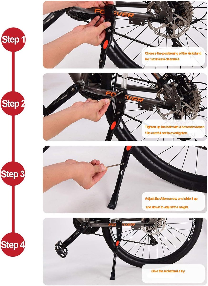 Simple 34.5 cm bicycle kickstand, aluminum and stainless steel mountain bike kickstand, easy to install — image 4