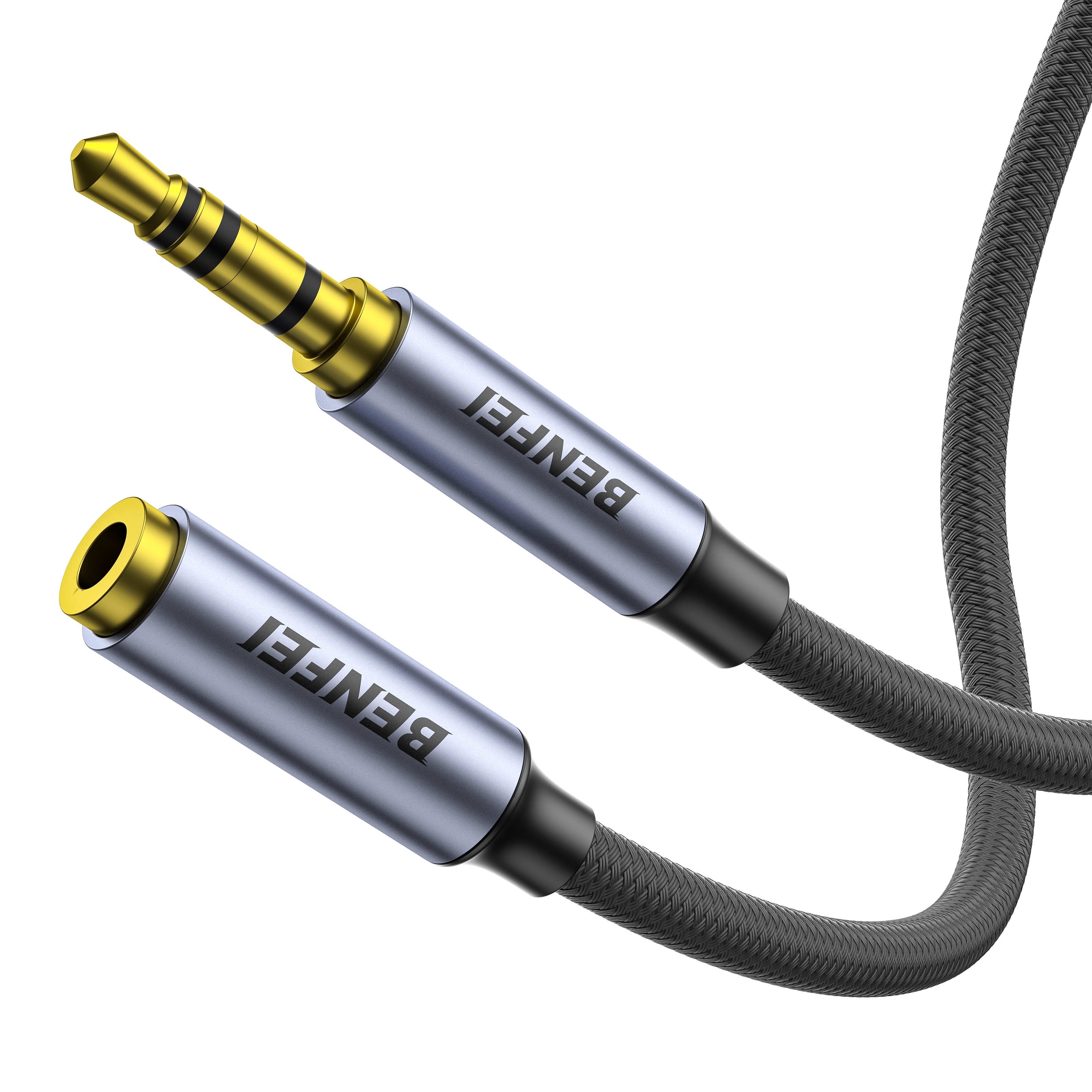 BENFEI 421GY 10M 3.5mm Male to Female AUX Extension Cable, TRRS 4-Pole Stereo Audio Jack Cord for Headphones, Microphone, Smartphones, PC, Laptop