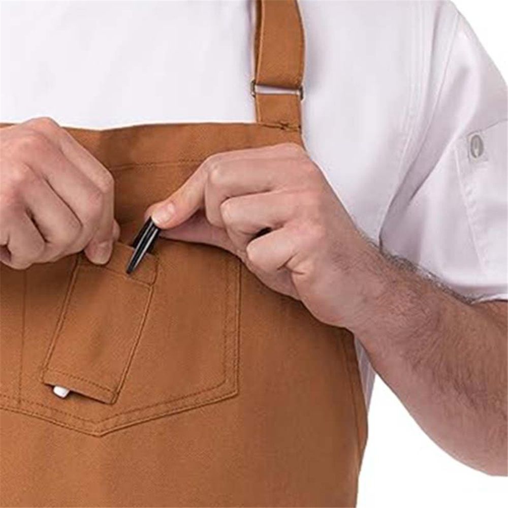 Cooking, Gardening, Grilling, Pain Long apron with tie and neck hanging, restaurant bar service staff work clothes apron（brown） — image 5