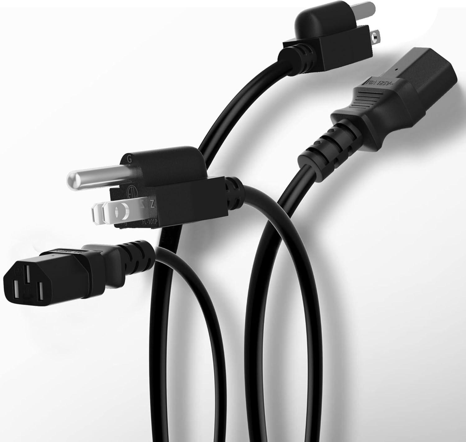 3-Prong Replacement Power Cord 10 Ft/2 Pack, Heatproof Flexible Durable AC Device Power Cable for Appliance, Computer, TV, Monitor, Printer, ETL Listed 18AWG — image 4