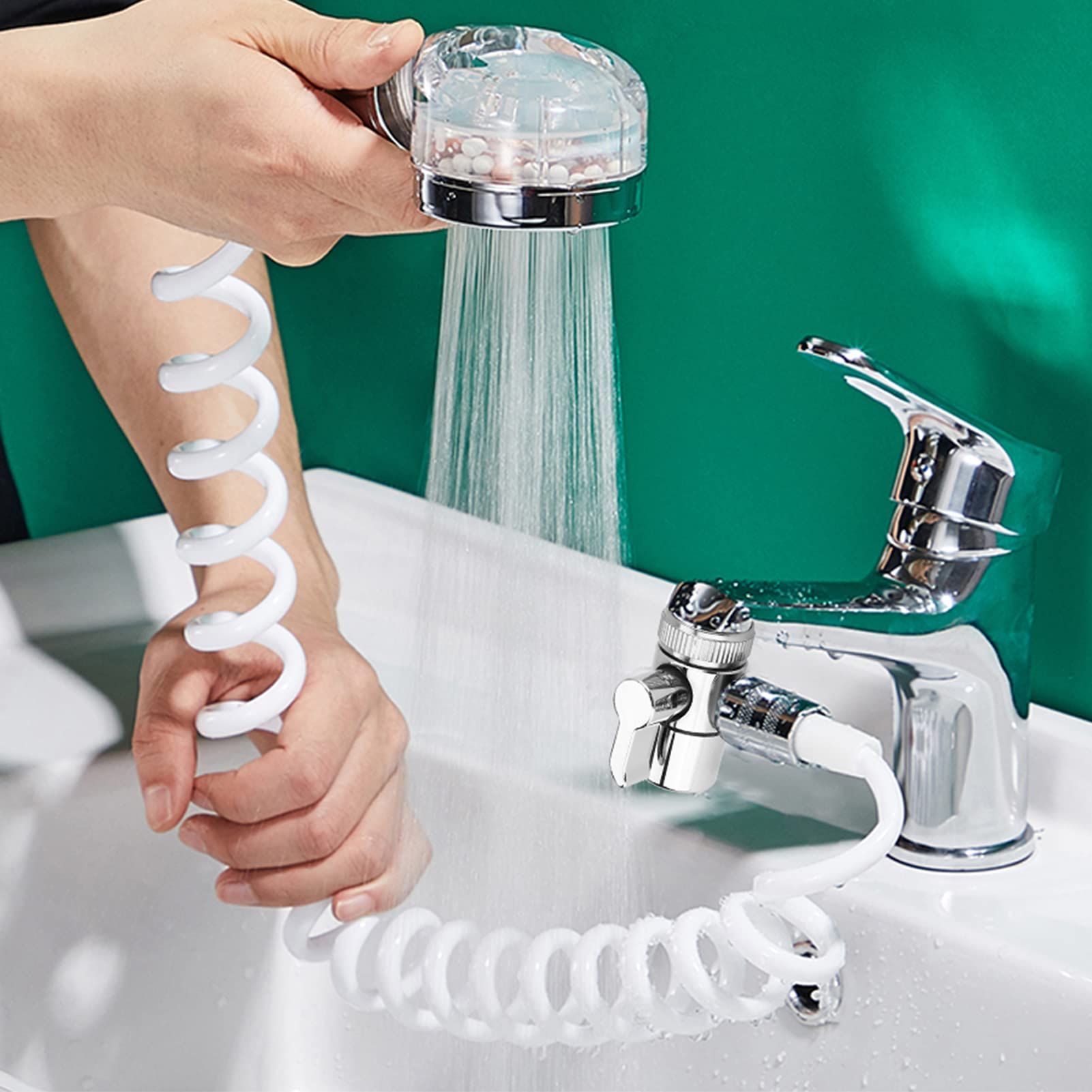 Washbasin faucet, water divider, basin faucet converter, external hair washing showerhead splitter adapter — image 5