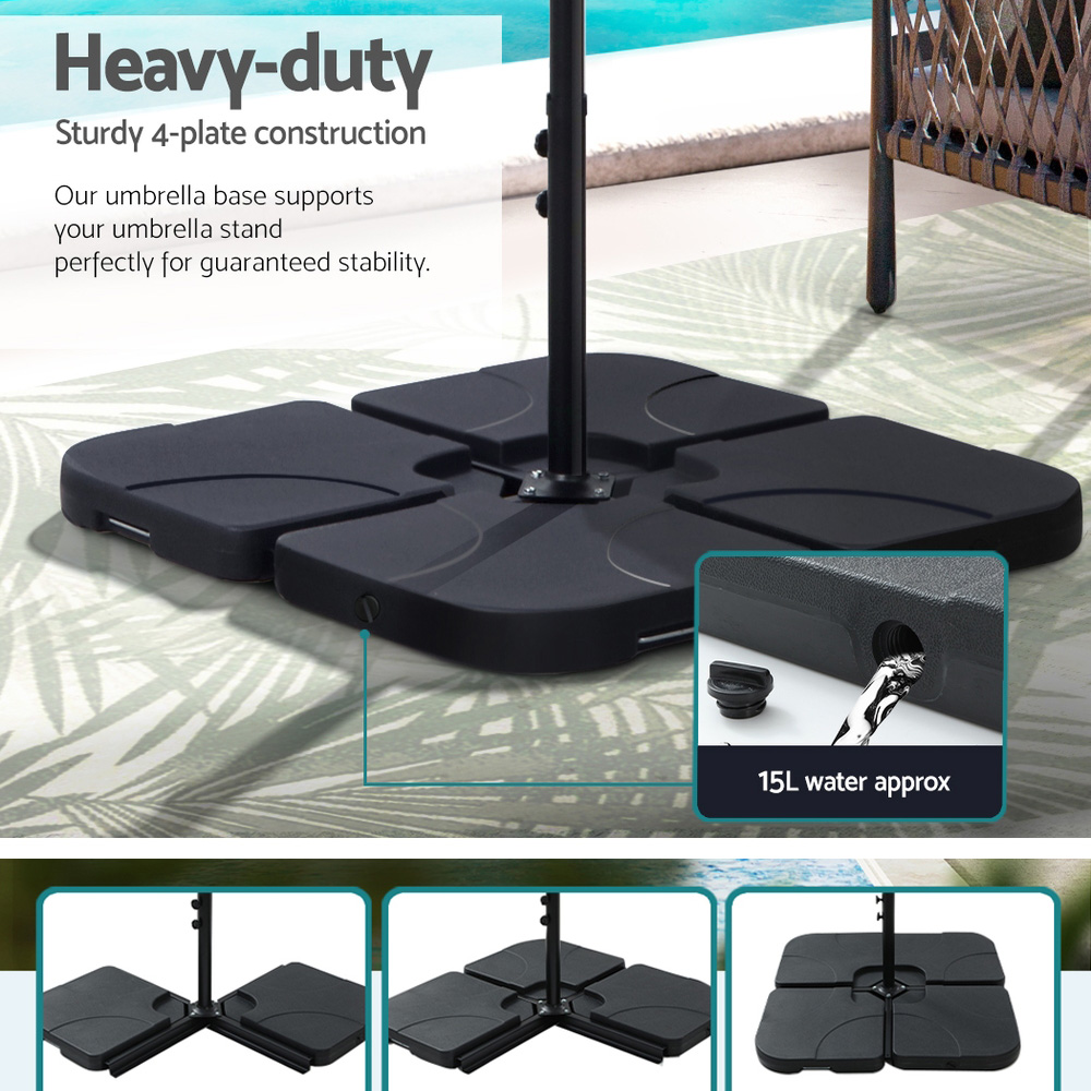 Instahut 4.57m Outdoor Umbrella w/Base Stand Beach Pole Garden Tilt Beige โ image 6