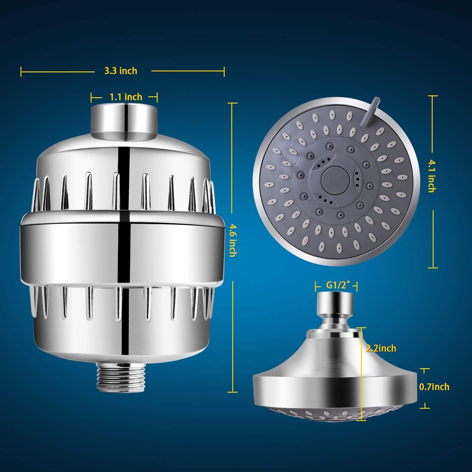 High Output Universal Shower Filter with Replaceable Cartridge, Better Skin, Softer Hair, and Stronger Nails — image 2