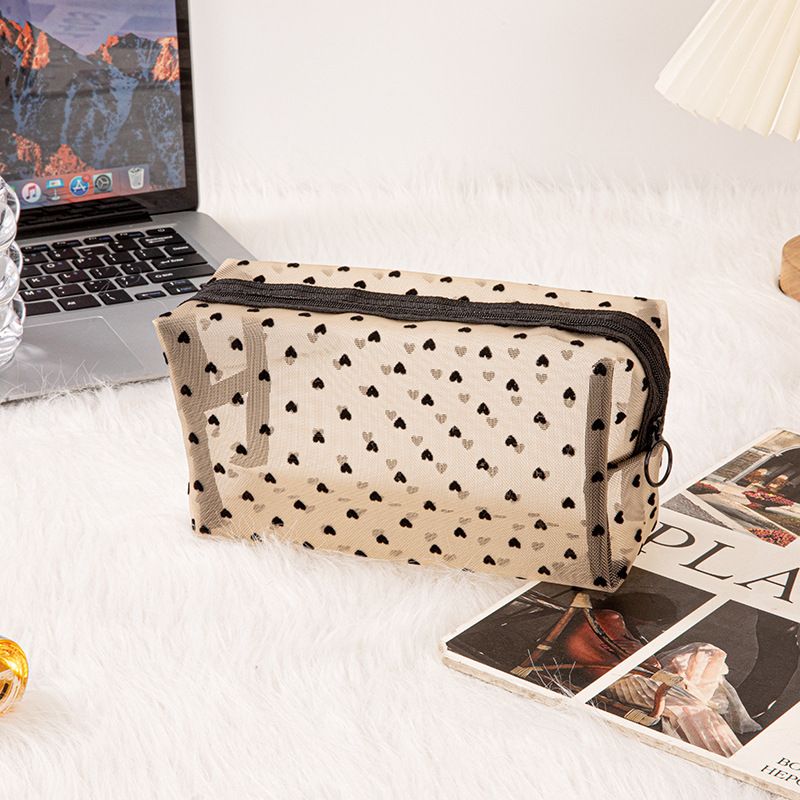 Portable Makeup Bag Large Capacity Travel Cosmetic Beige Octagonal Medium