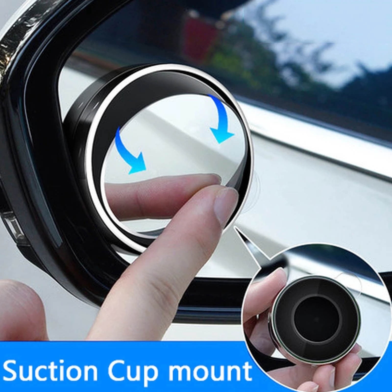 2 Pieces Suction Cup Car Convex Blind Spot Mirror,Blind Spot Mirror, 360° Wide Angle Side Rear View Mirror, Reversing, White — image 3