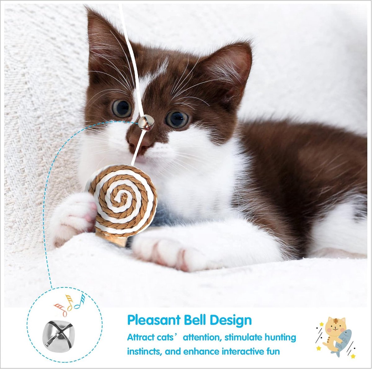 2 interactive cat tease sticks - cat stick toy set - cute paper balls and paper circles - attract your cat's attention — image 5