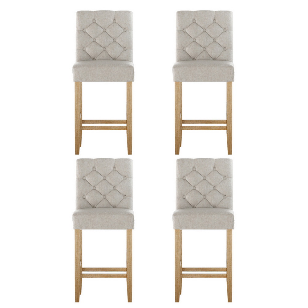 Artiss 4x Bar Stools Linen Upholstered Chairs — image 3