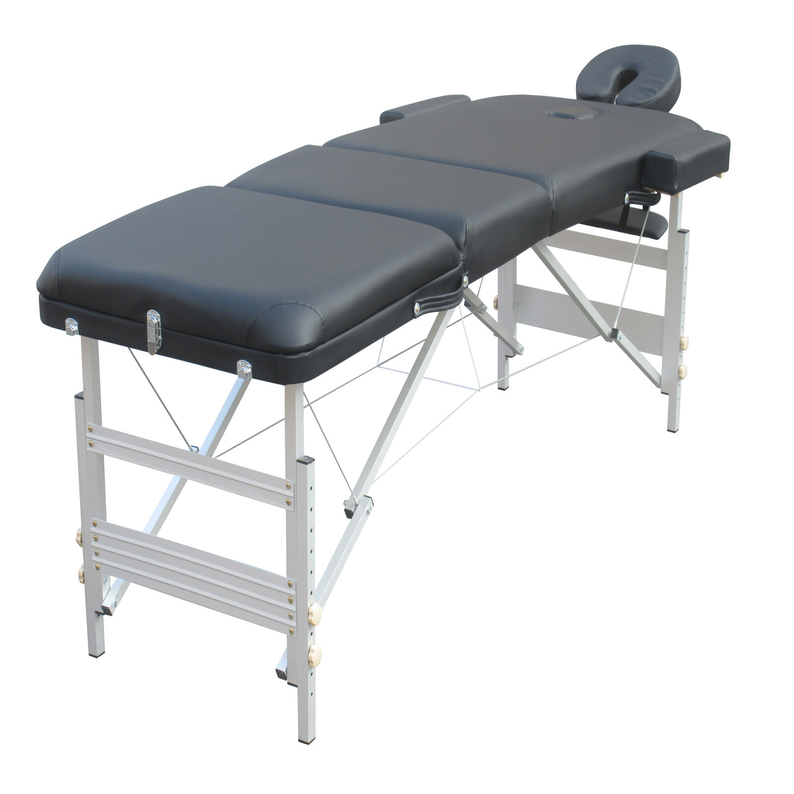 YES4HOMES 3 Fold Portable Aluminium Massage Table Massage Bed Beauty Therapy Black — image 2