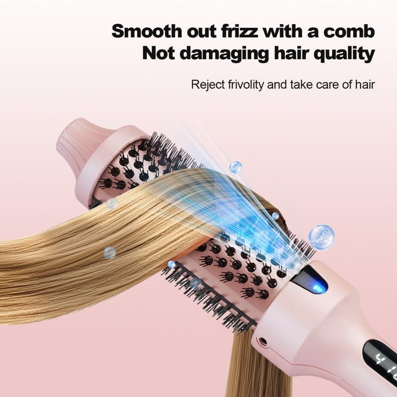 Negative Ion Fluffy Styling Brush, 2-in-1 Straight & Curly Constant Temperature Hot Brush, Anti-Scald Hair Curler for Bangs — image 3