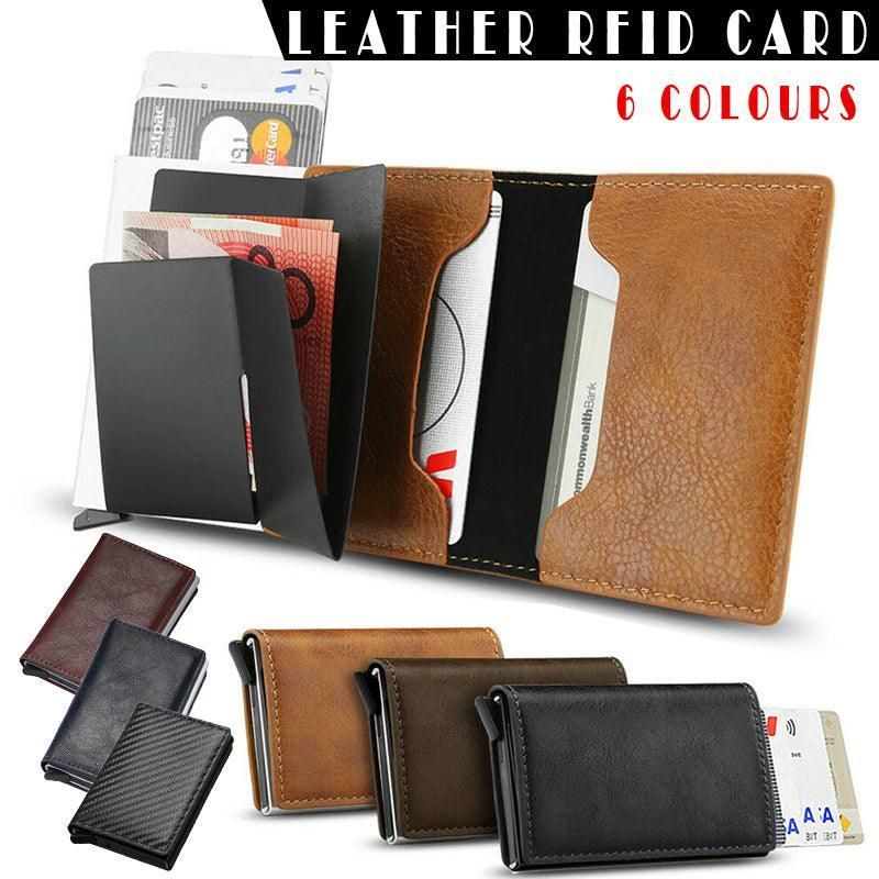RFID Blocking Leather Card Wallet with Money Clip for Men Credit Holder - Carbon Fiber — image 2