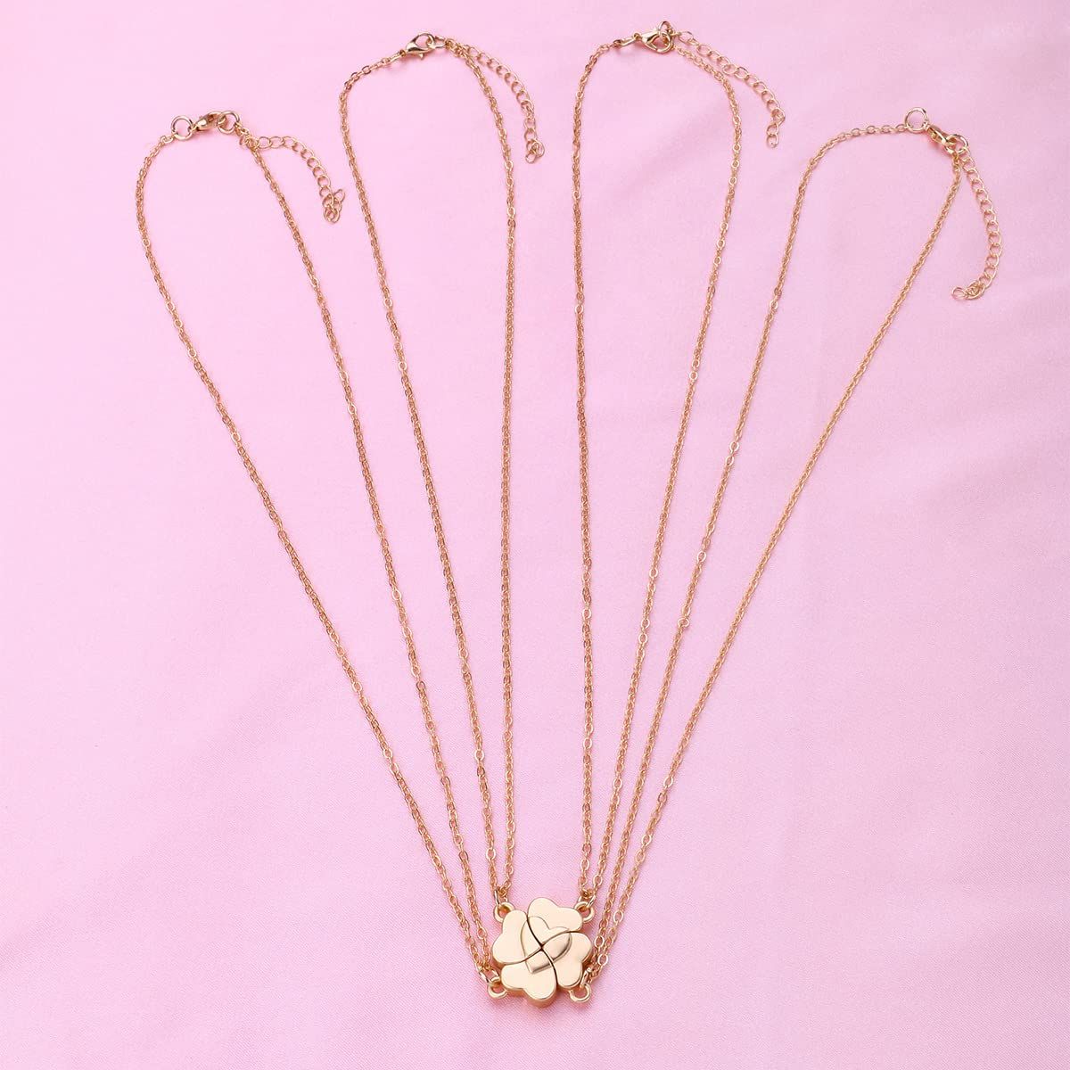 Friendship Necklace Magnetic Matching Four Leaf Clover Best Friend Necklace Gifts for Girls Women Magnet BFF Necklace for 4 — image 4