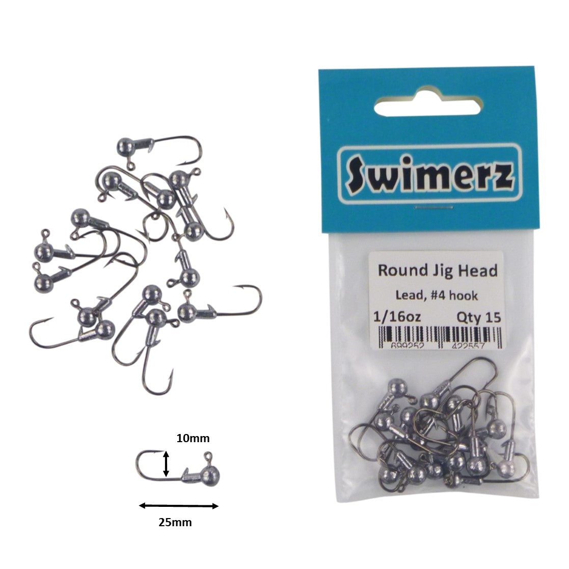 Swimerz Round Jig Head, 1/16 oz #4 Hook, 15 pack โ image 2
