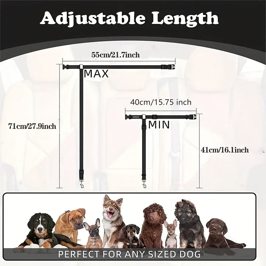 Dog Seat Belt for Car, Pet Car Safety Restraint with Adjustable Straps and Zinc Alloy Hook, Perfect for Securing Your Dog in Vehicle, Ideal Car Safety Strap — image 3